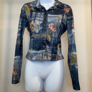 1990s digital graphic long sleeve top small